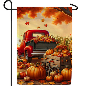 Autumn Harvest Truck Double Sided Garden Flag
