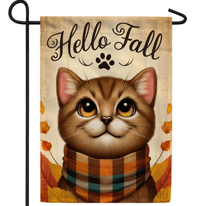 America Forever Hello Fall Cat Double Sided Garden Flag