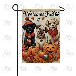 Welcome Fall Puppy Double Sided Garden Flag