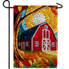 Fall Barn Mosaic Double Sided Garden Flag