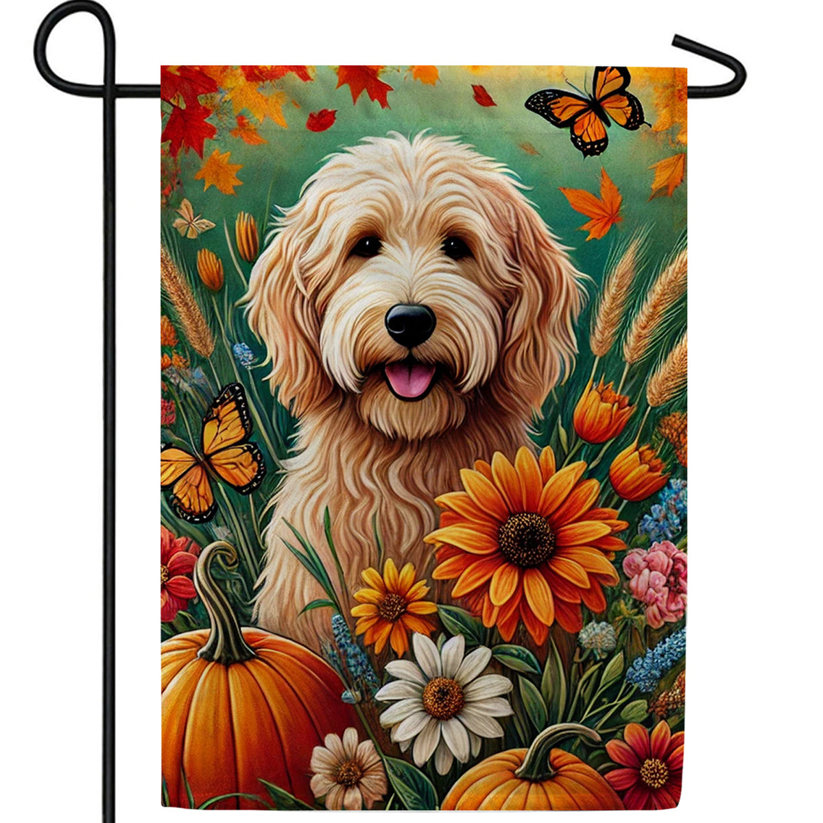Adorable Dog Fall Double Sided Garden Flag