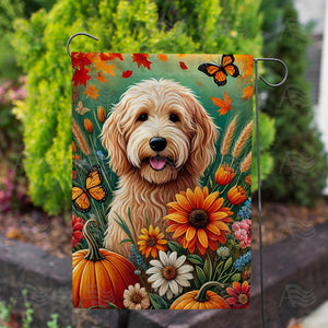Adorable Dog Fall Double Sided Garden Flag