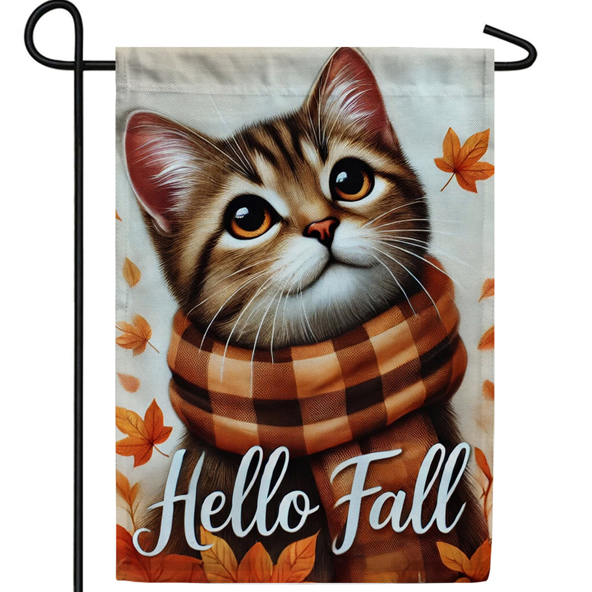 America Forever Hello Fall Cat Double Sided Garden Flag