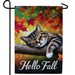 America Forever Hello Fall Kitty Double Sided Garden Flag