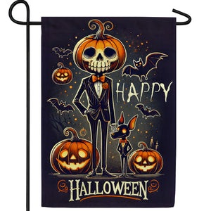 America Forever Happy Halloween Skeleton Double Sided Garden Flag