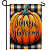 Happy Halloween Pumpkin Plaid Double Sided Garden Flag