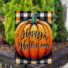 Happy Halloween Pumpkin Plaid Double Sided Garden Flag