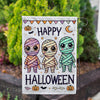 Cute Mummies Happy Halloween Double Sided Garden Flag
