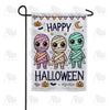 Cute Mummies Happy Halloween Double Sided Garden Flag