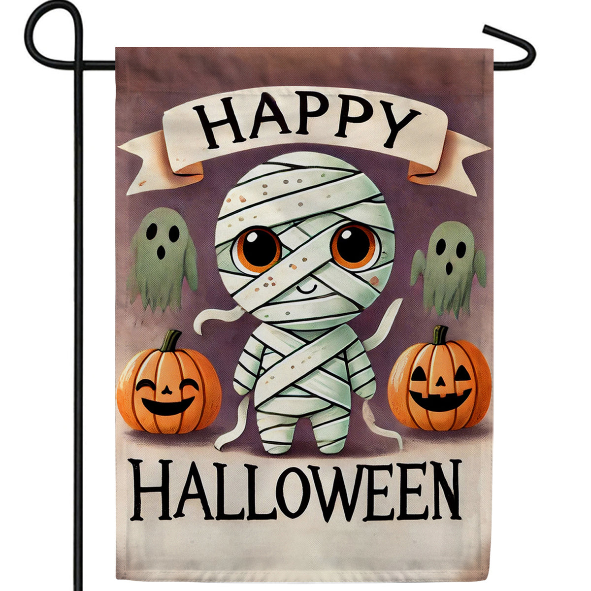 Happy Halloween Mummy Double Sided Garden Flag