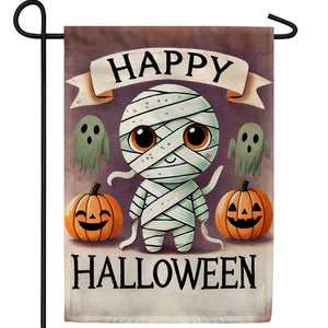 Happy Halloween Mummy Double Sided Garden Flag