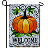 Stained Glass Welcome Pumpkin Double Sided Garden Flag