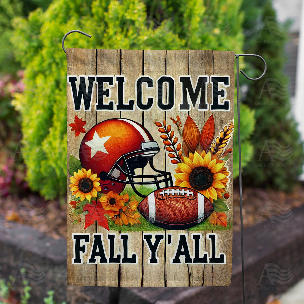 Welcome Fall Y??ll Football Double Sided Garden Flag