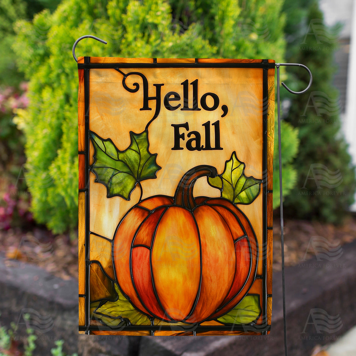 Hello Fall Pumpkin Double Sided Garden Flag