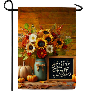 Hello Fall Sunflower Bouquet Double Sided Garden Flag
