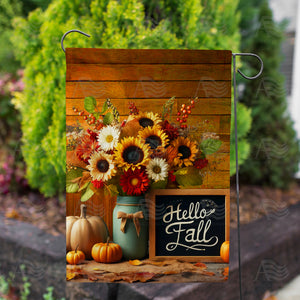 Hello Fall Sunflower Bouquet Double Sided Garden Flag