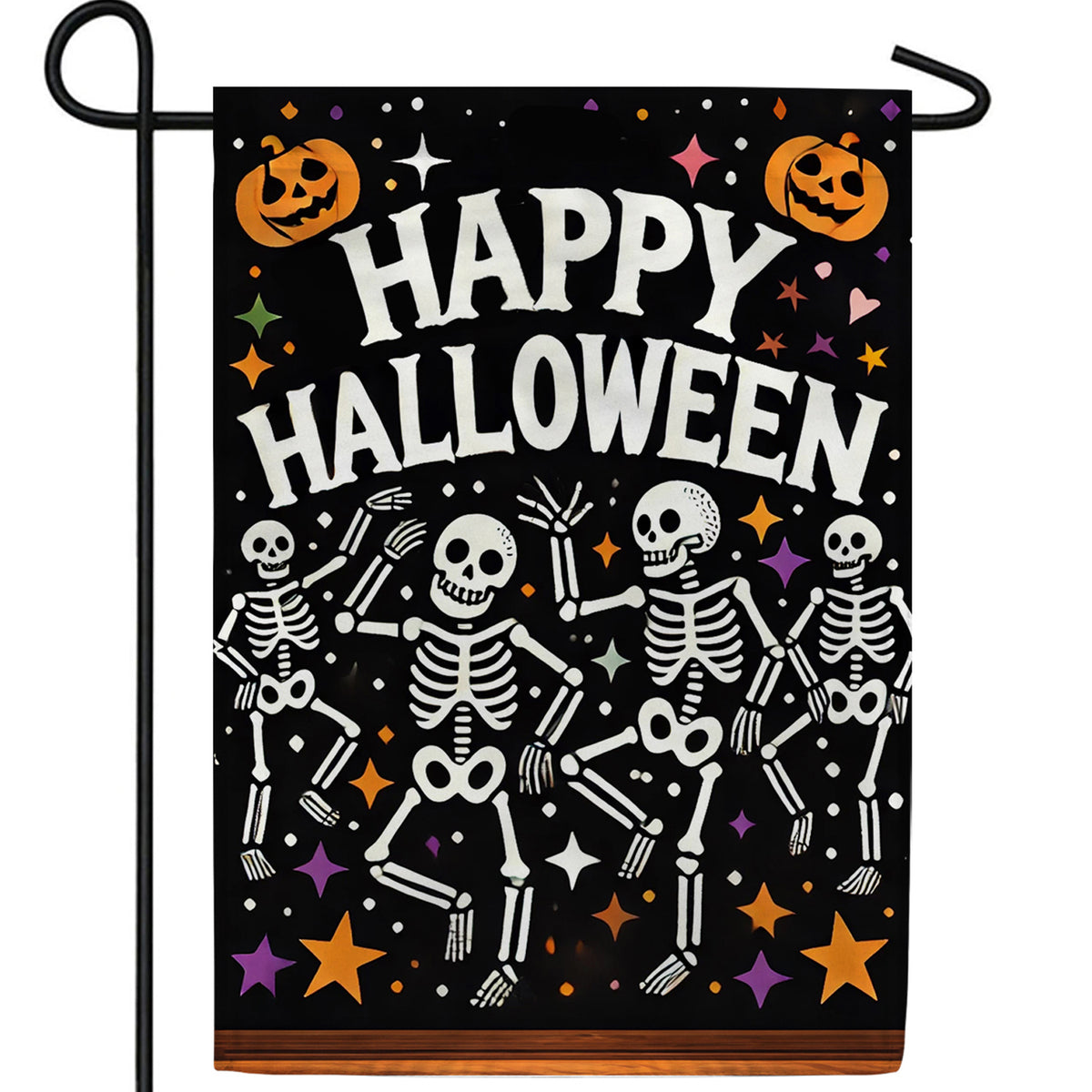 Happy Halloween Skeletons Double Sided Garden Flag