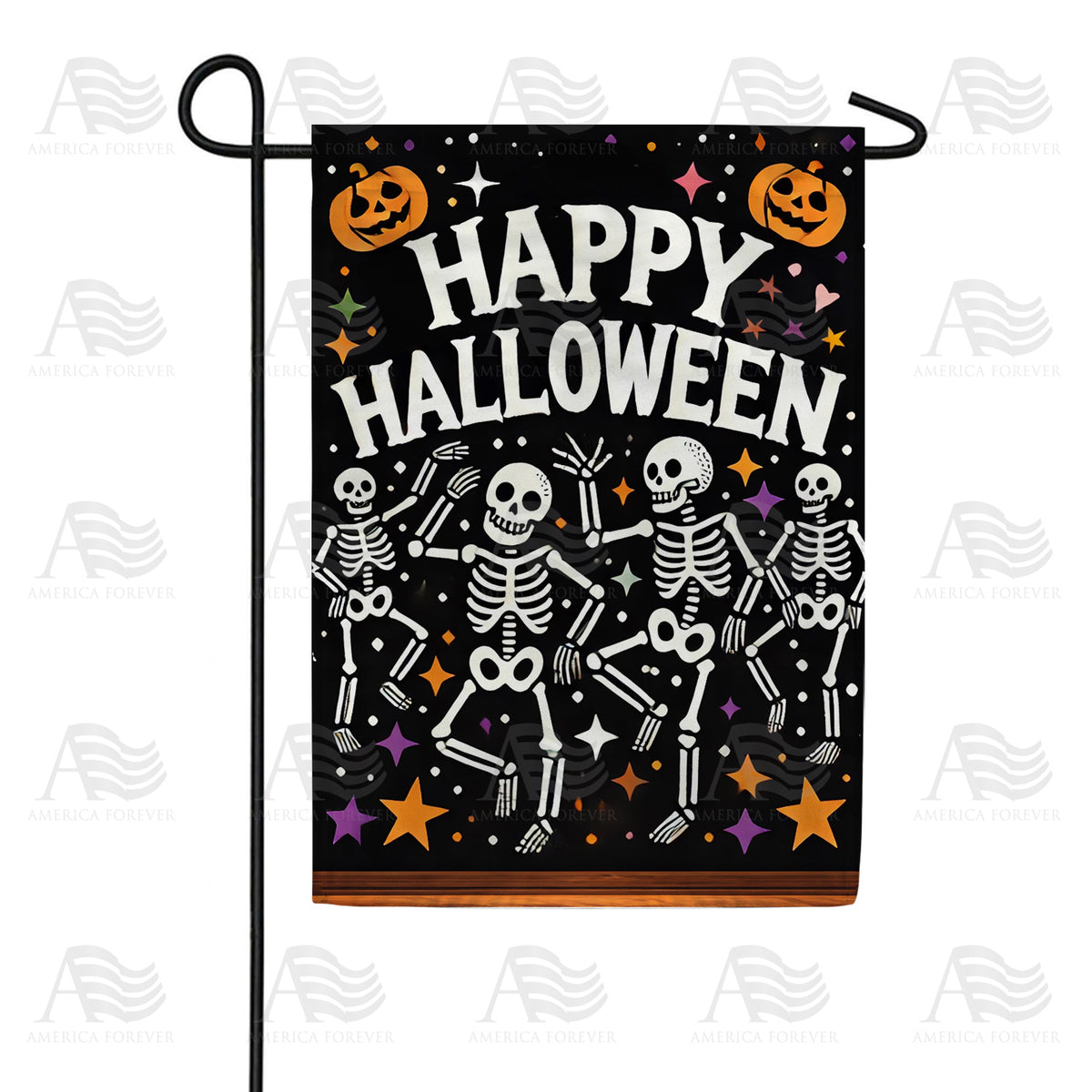 Happy Halloween Skeletons Double Sided Garden Flag