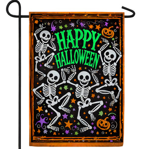 Happy Halloween Dancing Skeletons Double Sided Garden Flag