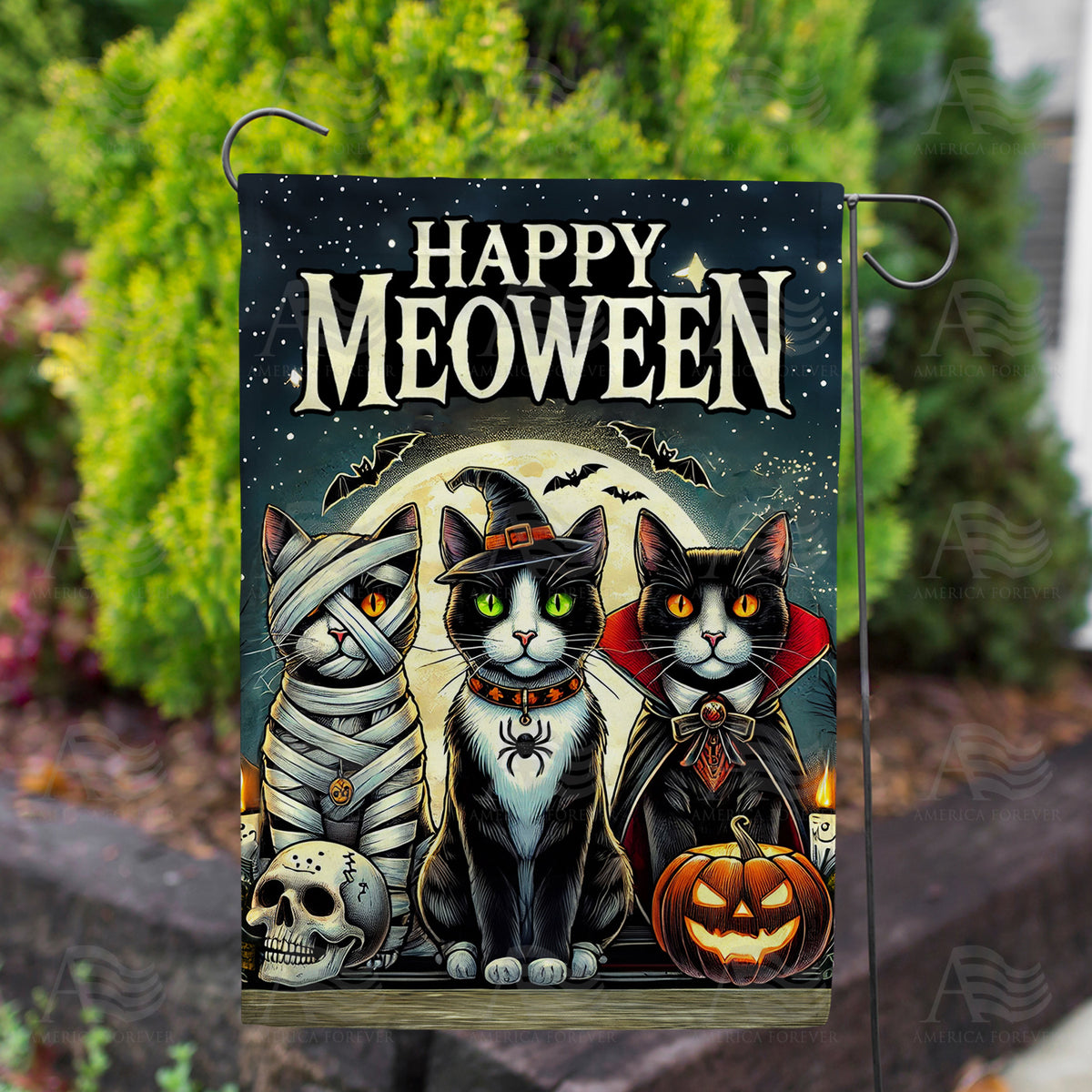 Happy Meoween Double Sided Garden Flag