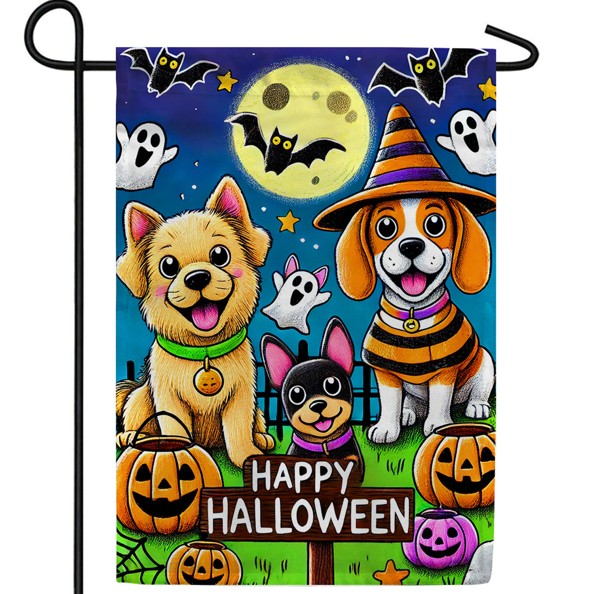 Happy Halloween Dogs Double Sided Garden Flag