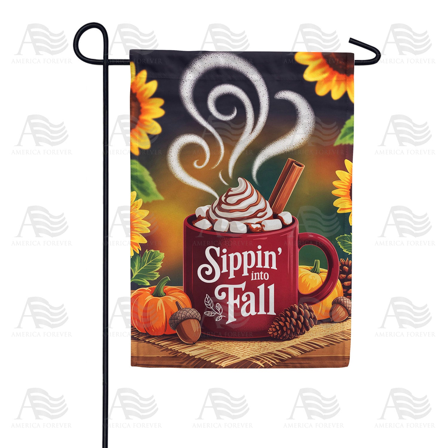 Sippin' Into Fall Coffee Mug Double Sided Garden Flag