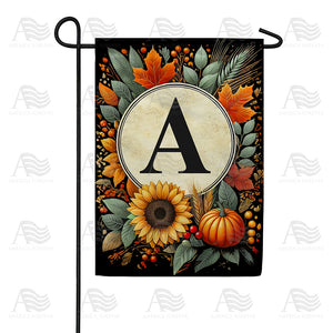 Sunflower Pumpkin Monogram Double Sided Garden Flag 12.5" x 18"