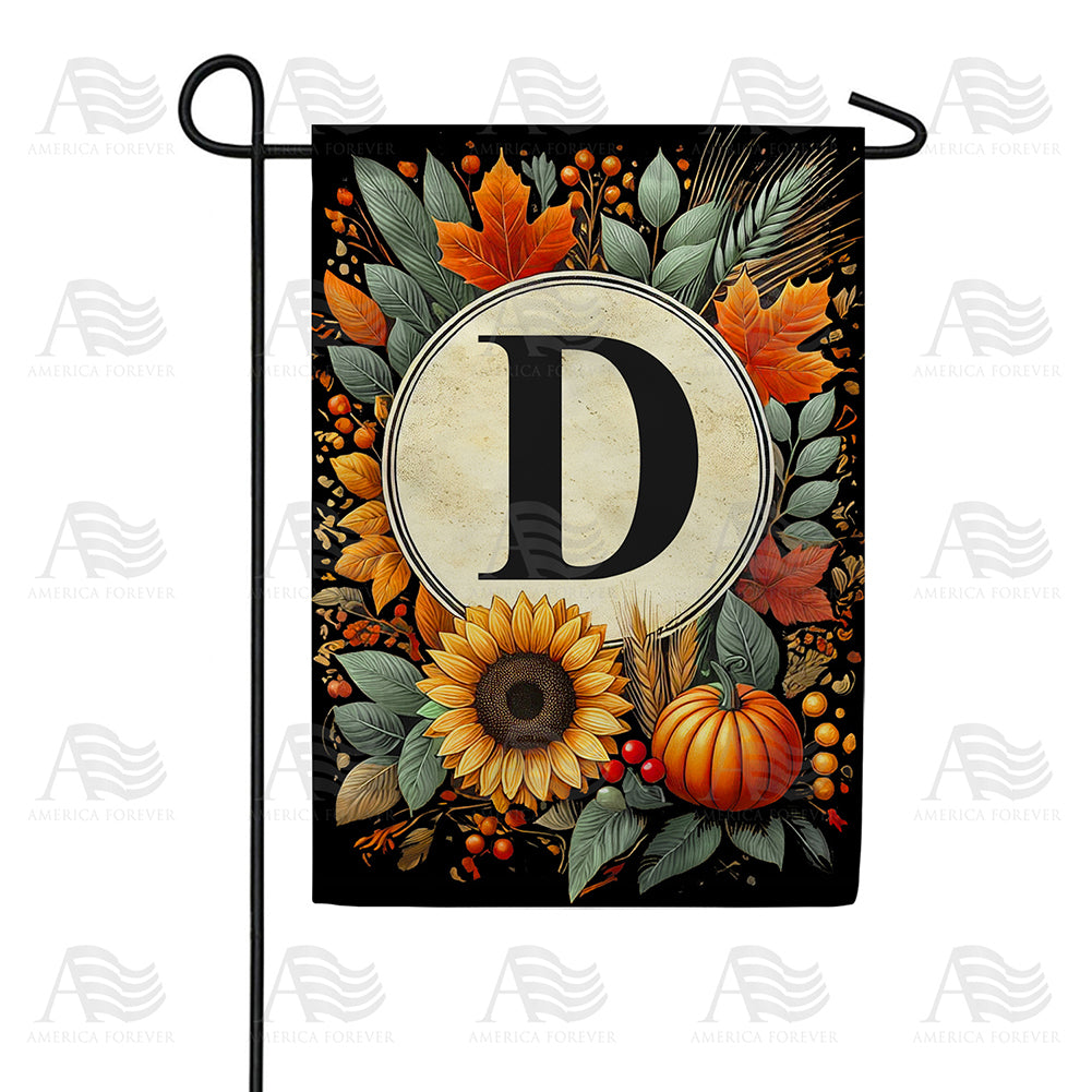 Sunflower Pumpkin Monogram Double Sided Garden Flag 12.5" x 18"