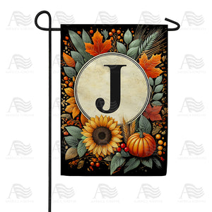 Sunflower Pumpkin Monogram Double Sided Garden Flag 12.5" x 18"