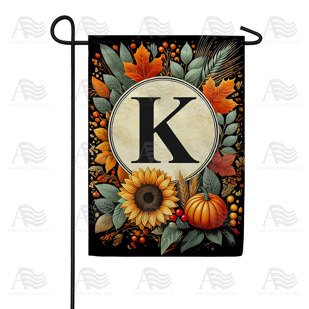 Sunflower Pumpkin Monogram Double Sided Garden Flag 12.5" x 18"