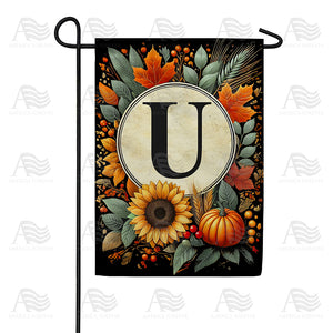 Sunflower Pumpkin Monogram Double Sided Garden Flag 12.5" x 18"