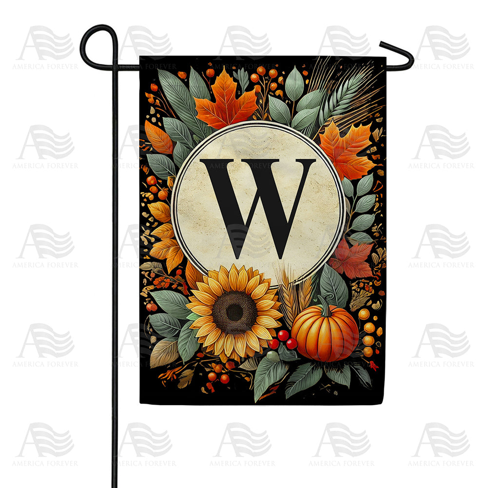 Sunflower Pumpkin Monogram Double Sided Garden Flag 12.5" x 18"