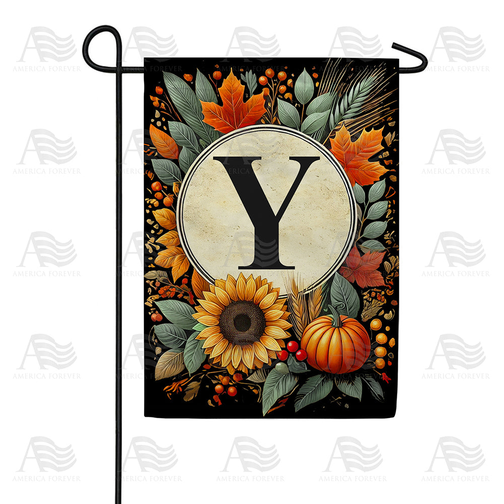 Sunflower Pumpkin Monogram Double Sided Garden Flag 12.5" x 18"