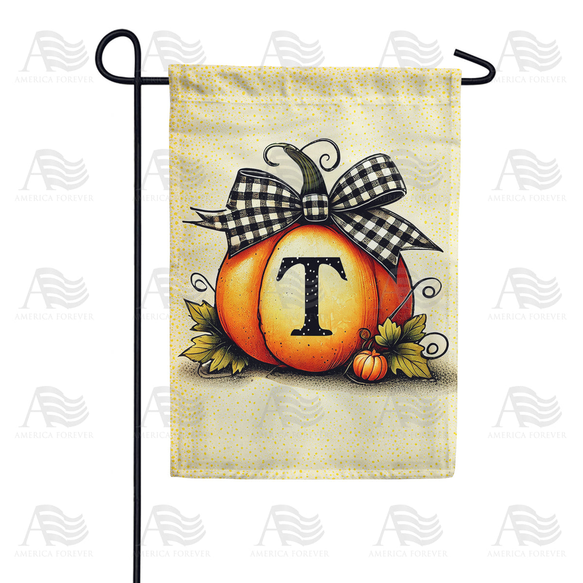 Fall Pumpkin Monogram Garden Flag