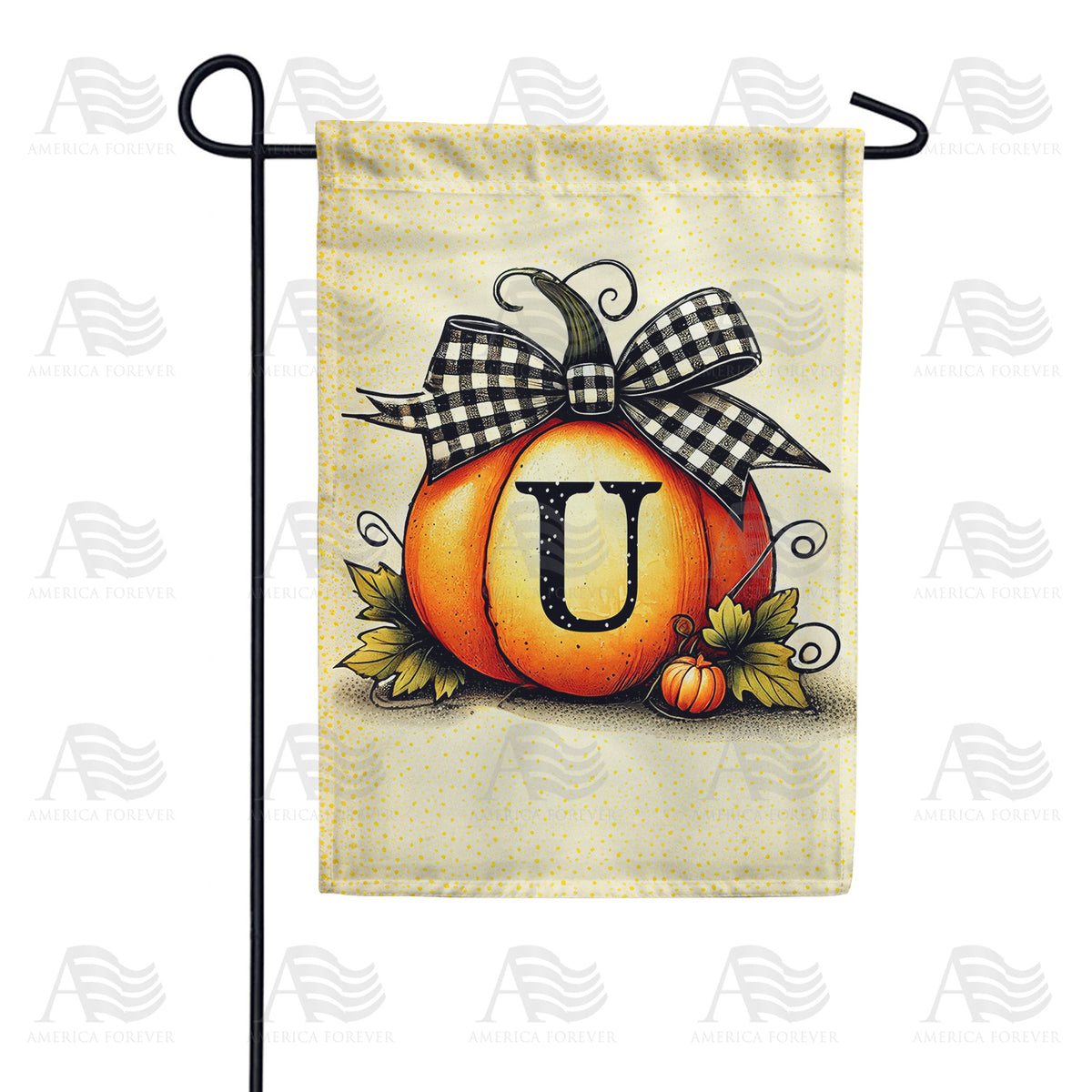 Fall Pumpkin Monogram Garden Flag