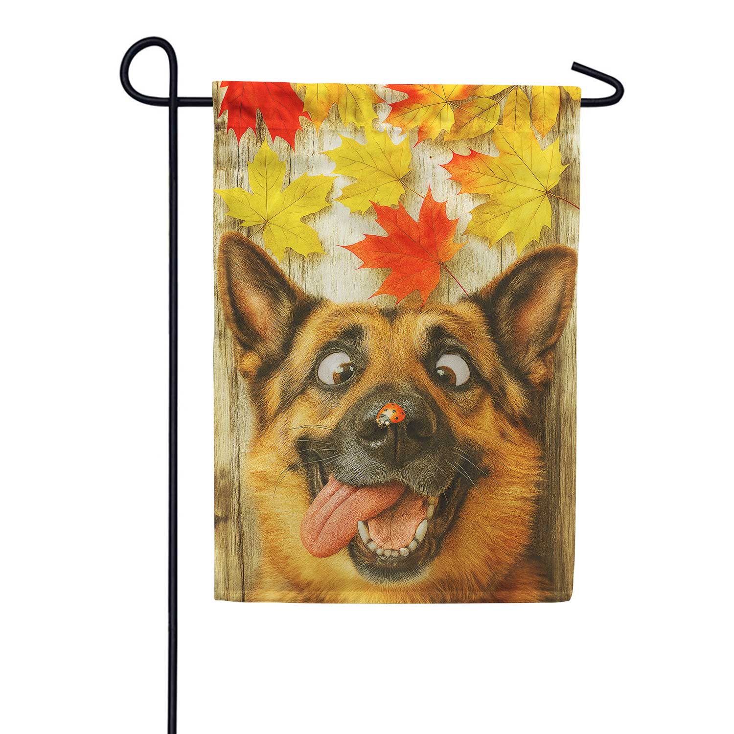 Fall German Shepherd with Ladybug Garden Flag