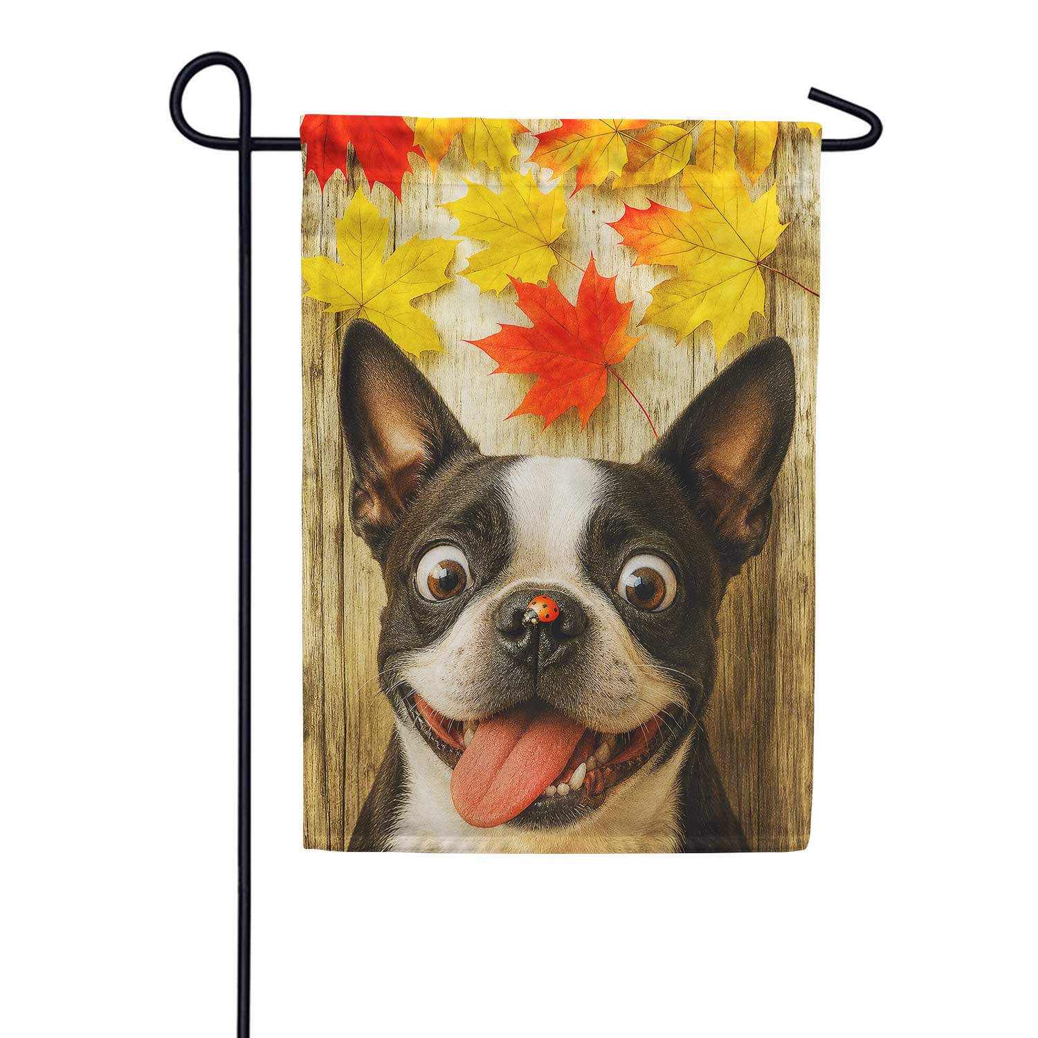 Fall Boston Terrier And Ladybug Garden Flag