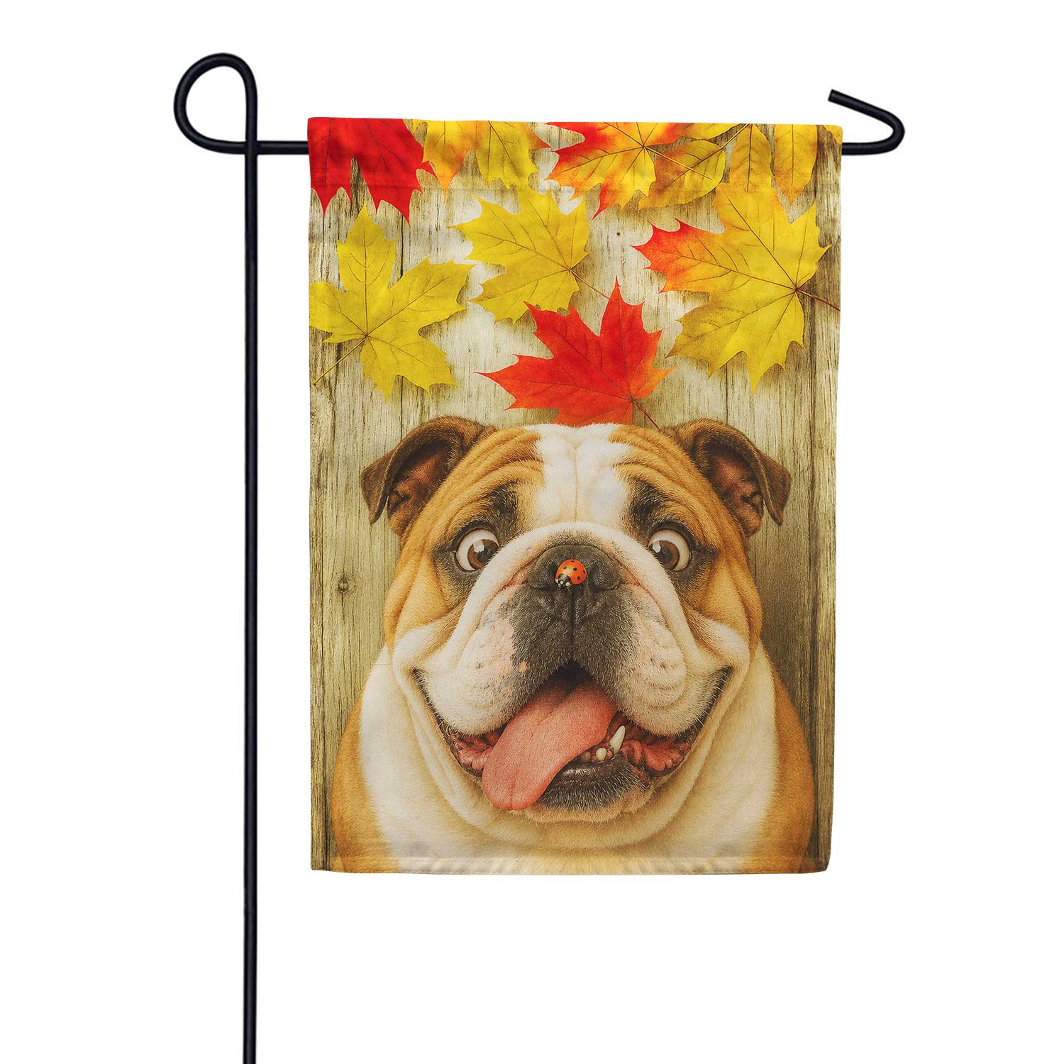 Fall English Bulldog with Ladybug Garden Flag