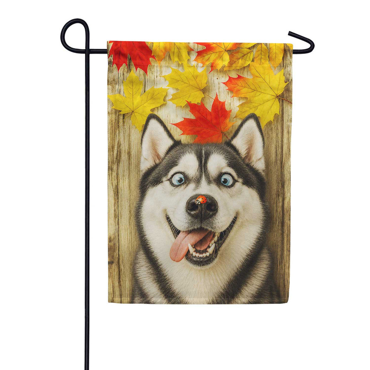Fall Siberian Husky And Ladybug Garden Flag