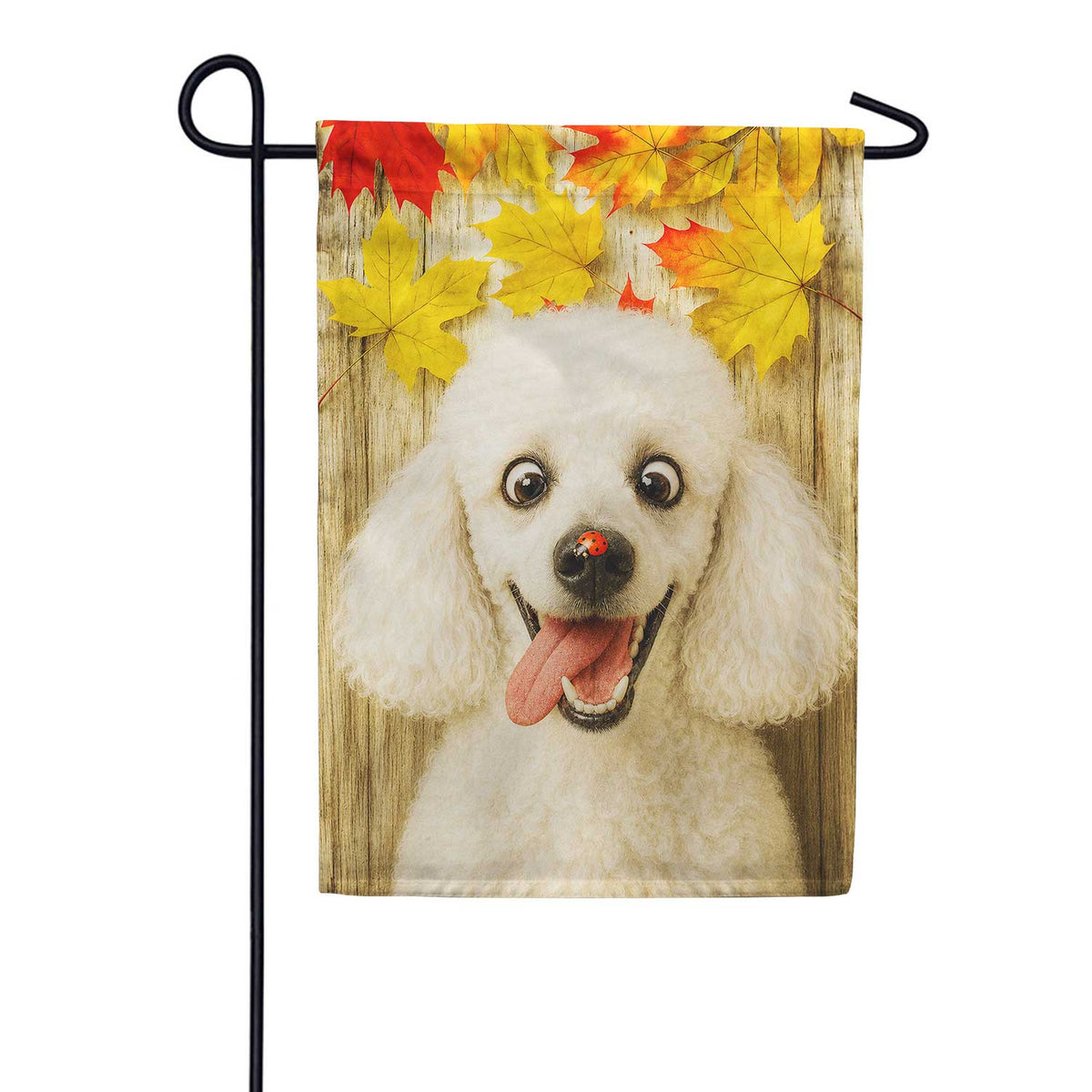 Fall Poodle with Ladybug Garden Flag