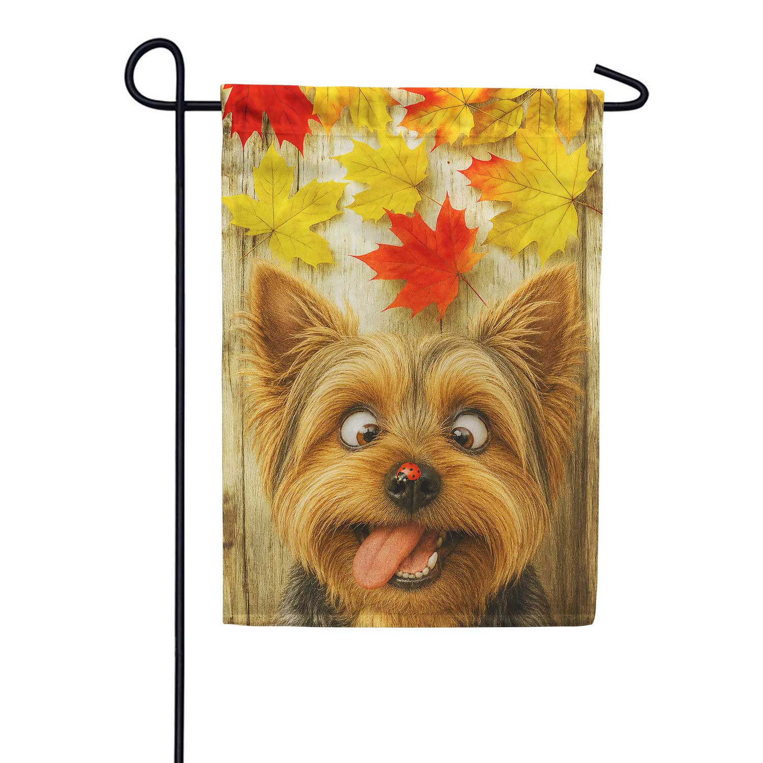 Fall Yorkshire Terrier and Ladybug Garden Flag