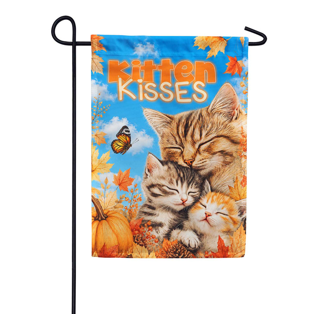 Kitten Kisses Fall Cats Autumn Leaves Garden Flag