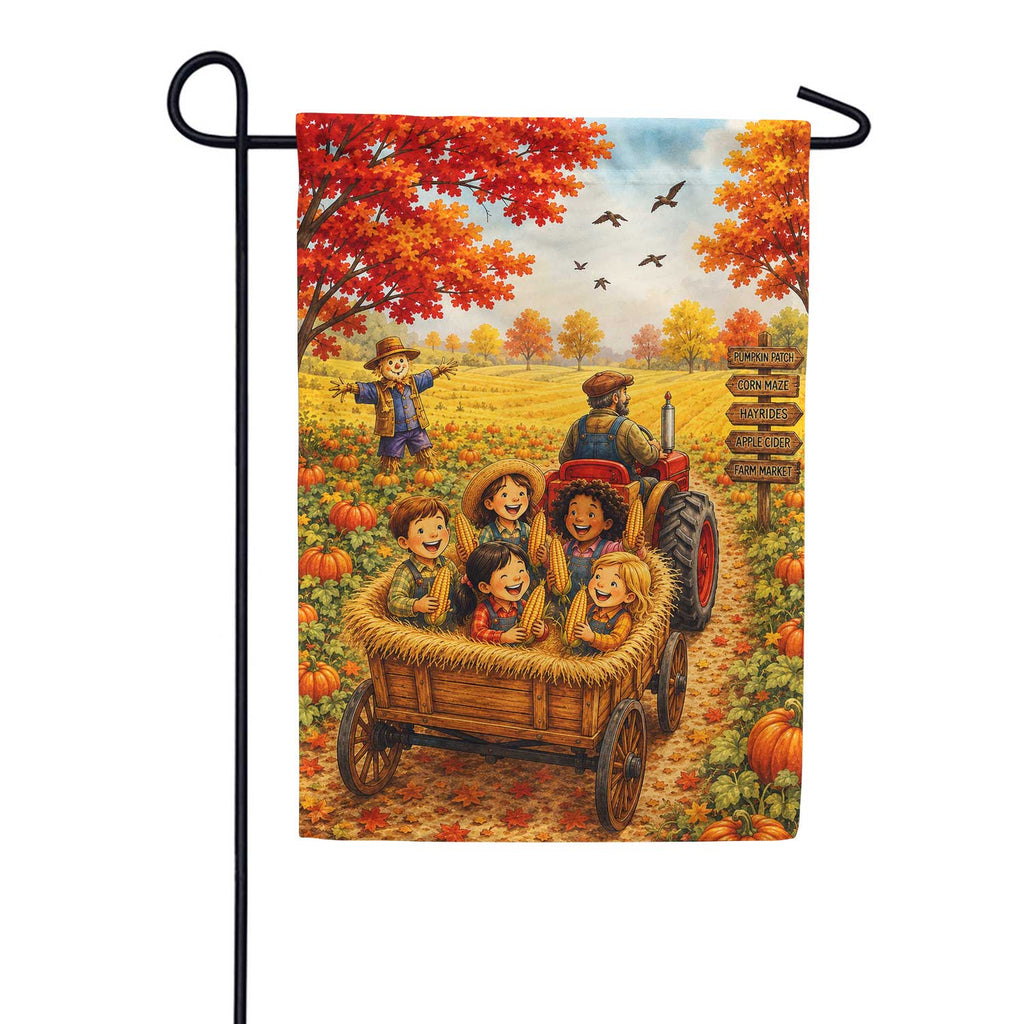 Fall Hayride Garden Flag
