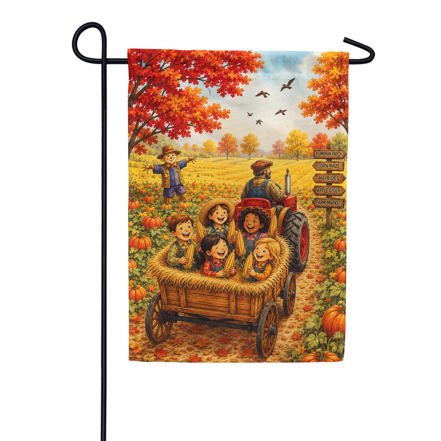 Fall Hayride Garden Flag