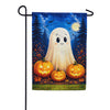 Cute Ghost with Jack-O-Lanterns Garden Flag
