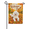 Welcome Fall White Poodle Autumn Leaves Garden Flag