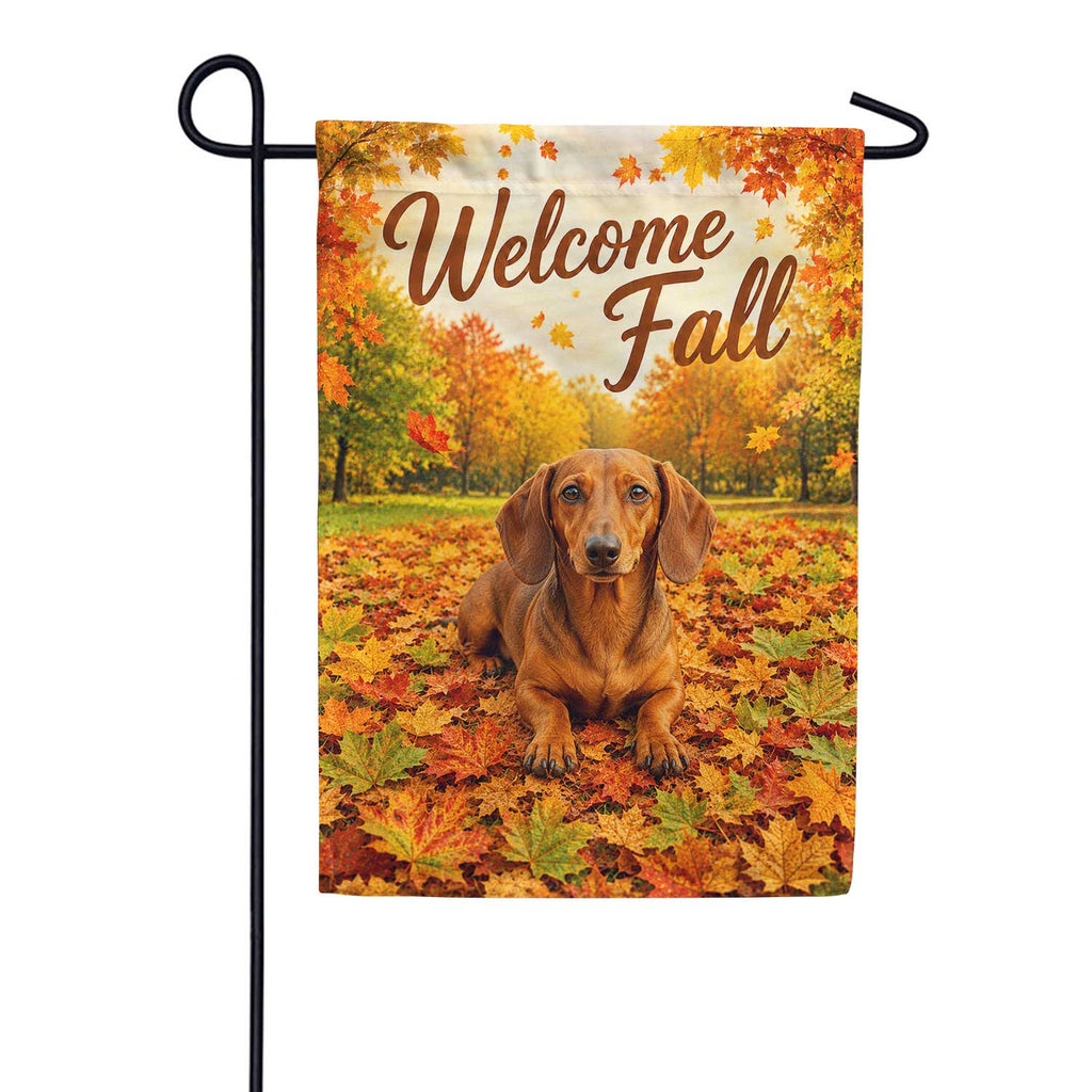 Welcome Fall Dog Dachshund Garden Flag