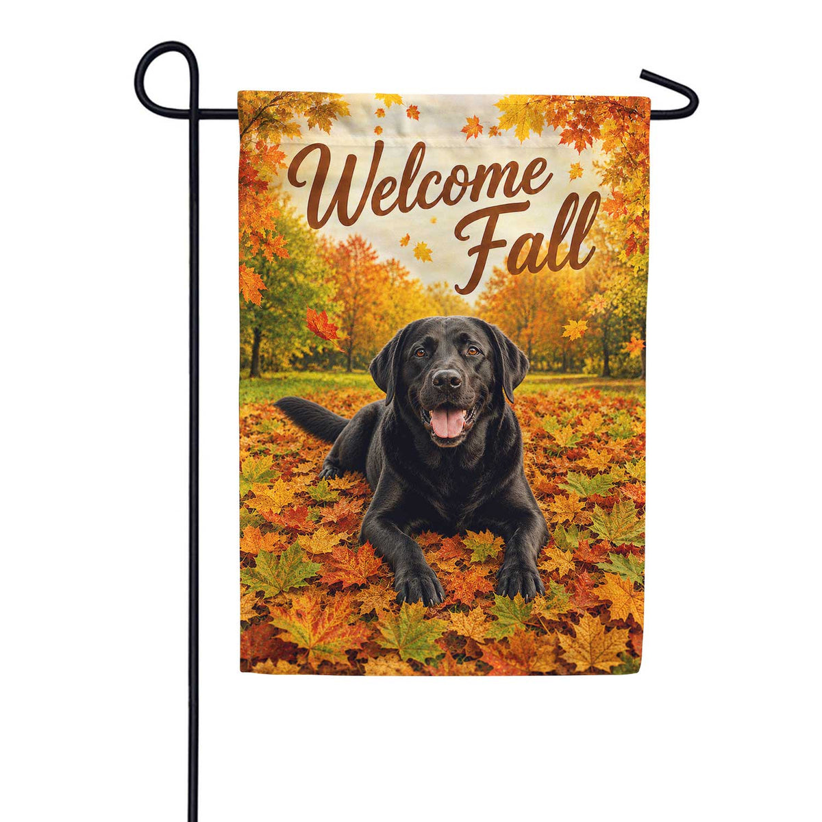 Welcome Fall Black Labrador Garden Flag