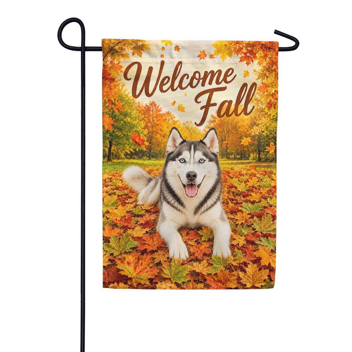 Welcome Fall Siberian Husky Garden Flag