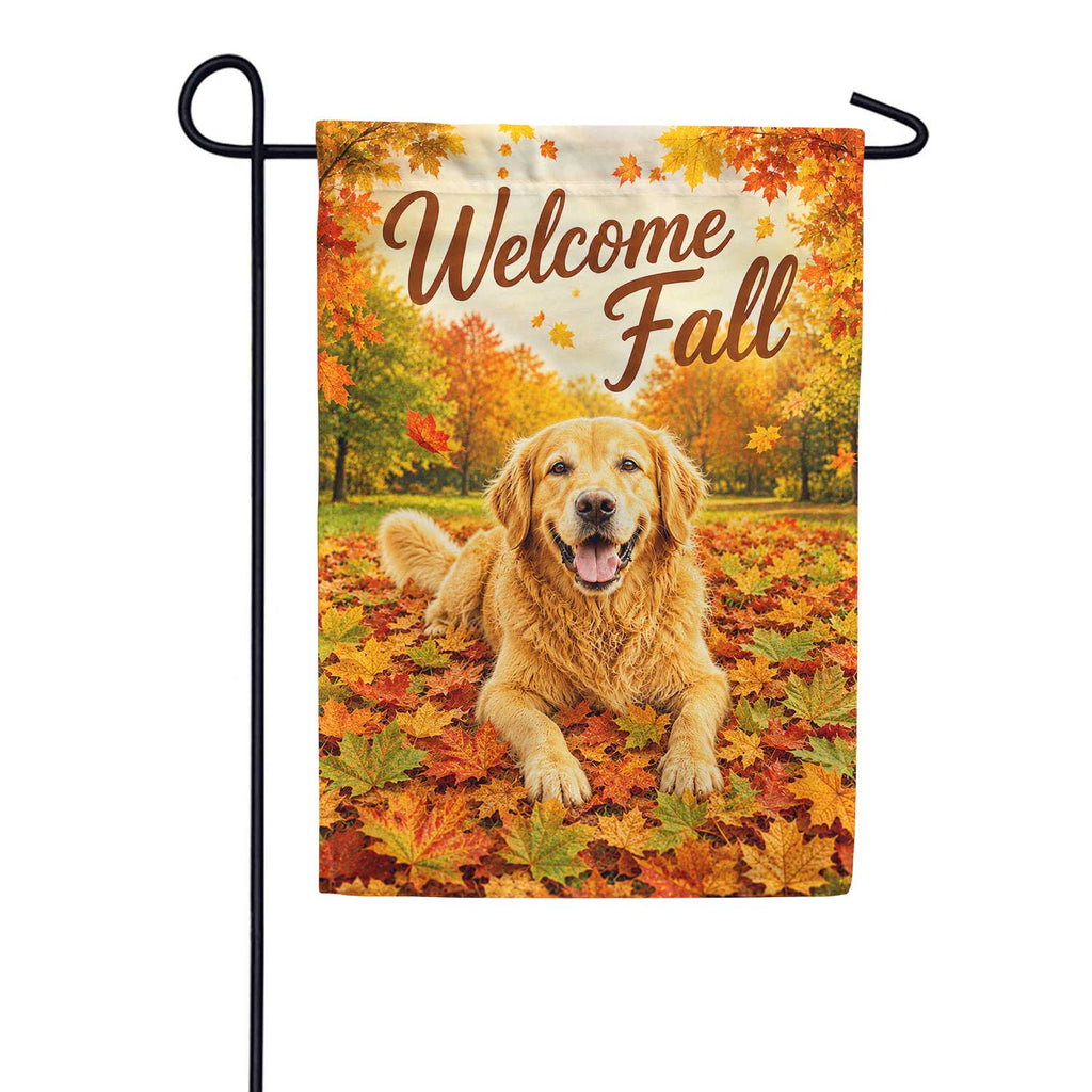 Welcome Fall Golden Retriever Garden Flag